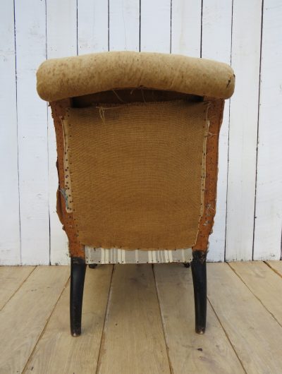 Antique French Scroll Top Napoleon III Slipper Chair - Image 6