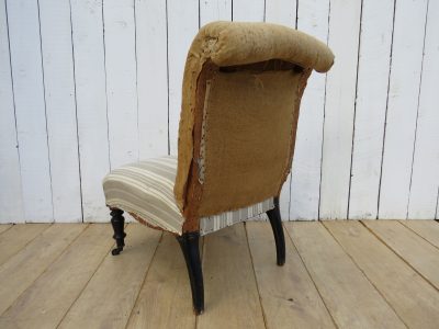 Antique French Scroll Top Napoleon III Slipper Chair - Image 3
