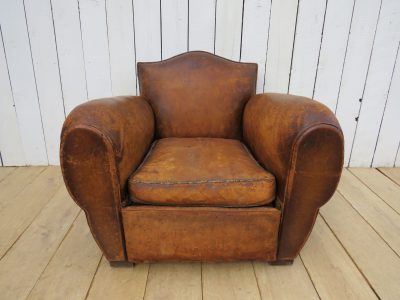 1940's French Leather Club Chair - Image 2