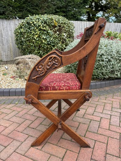 Glastonbury Carved Oak Armchair c1880 - Image 9