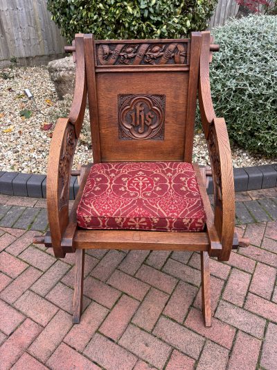 Glastonbury Carved Oak Armchair c1880 - Image 8