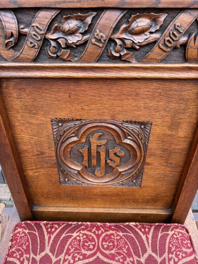 Glastonbury Carved Oak Armchair c1880 - Image 6
