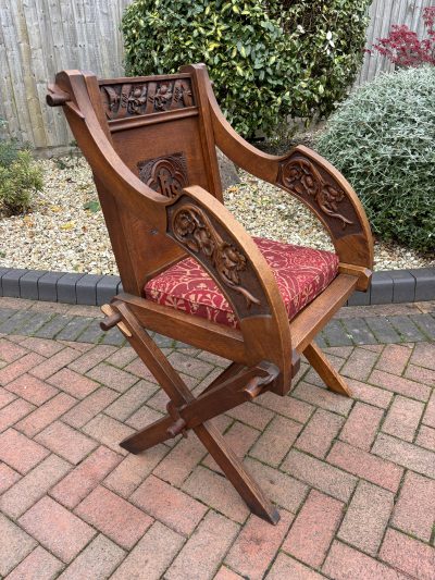 Glastonbury Carved Oak Armchair c1880