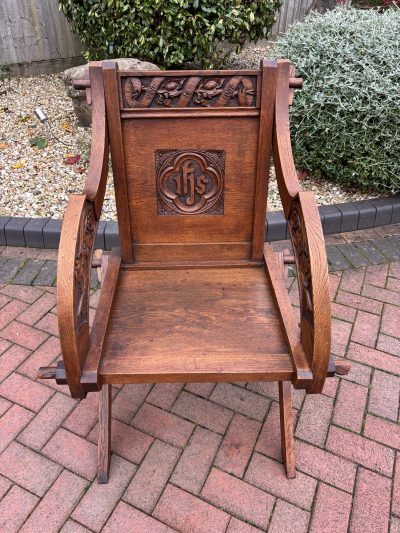 Glastonbury Carved Oak Armchair c1880 - Image 2