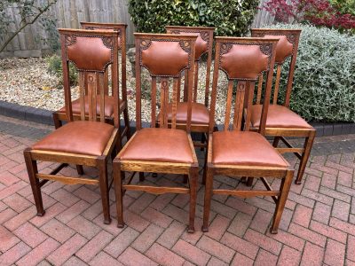 Set of Six Arts & Crafts Dining Chairs