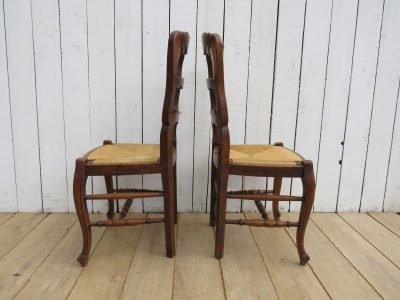 Set Of Six French Oak & Rush Seated Dining Chairs - Image 8