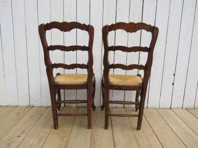 Set Of Six French Oak & Rush Seated Dining Chairs - Image 5