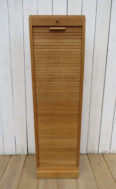 French Oak Tambour Front Filing Cabinet - Image 9