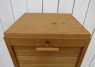 French Oak Tambour Front Filing Cabinet - Image 5