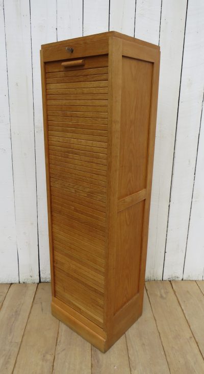 French Oak Tambour Front Filing Cabinet - Image 4