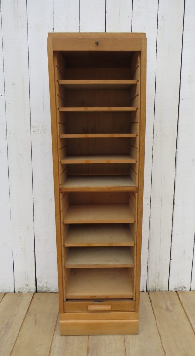 French Oak Tambour Front Filing Cabinet - Image 2