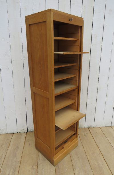 French Oak Tambour Front Filing Cabinet - Image 6