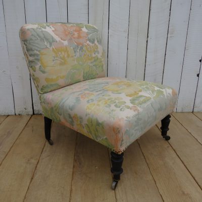 Antique French Napoleon III Chauffeuse Slipper Chair