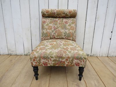 Antique French Scroll Top Napoleon III Slipper Chair - Image 2