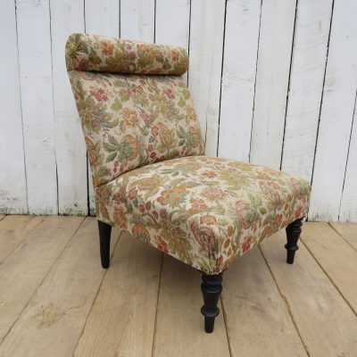 Antique French Scroll Top Napoleon III Slipper Chair