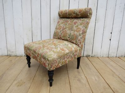 Antique French Scroll Top Napoleon III Slipper Chair - Image 8