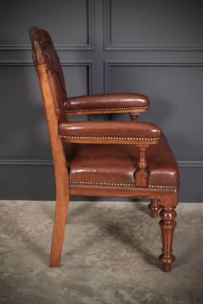 Pair of Walnut & Leather Library Desk Chairs by 'Lamb Manchester' - Image 11