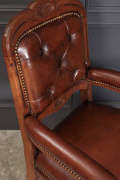 Pair of Walnut & Leather Library Desk Chairs by 'Lamb Manchester' - Image 5