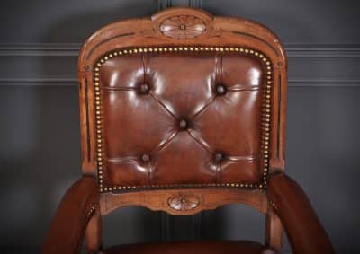 Pair of Walnut & Leather Library Desk Chairs by 'Lamb Manchester' - Image 7