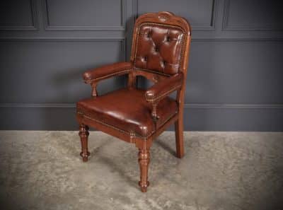 Pair of Walnut & Leather Library Desk Chairs by 'Lamb Manchester' - Image 8
