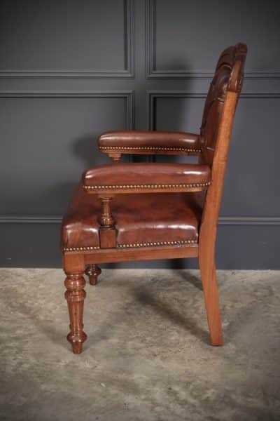 Pair of Walnut & Leather Library Desk Chairs by 'Lamb Manchester' - Image 9