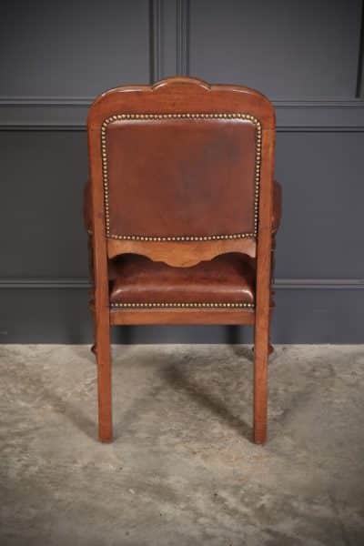 Pair of Walnut & Leather Library Desk Chairs by 'Lamb Manchester' - Image 10