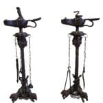 Antique French Bronze Candelstick, 2 piece Antique Furniture