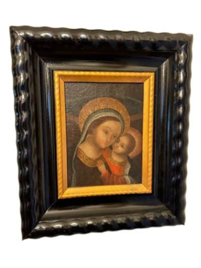 17th Century Mary With Jesus, Oil on Canvas, Restored..