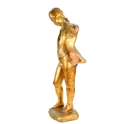 Antique Large Amadeus Mozart Wooden Gilded Statue - Image 3
