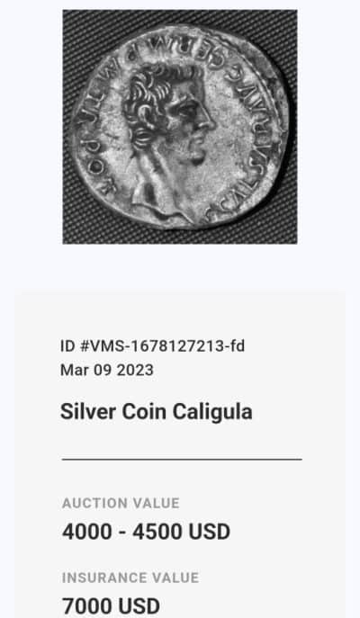Ancient Silver Coin Caligula With Certificate - Image 3