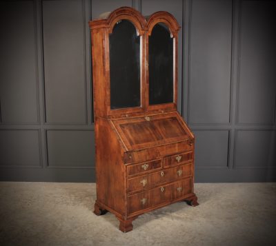 Queen Anne Walnut Bureau Bookcase