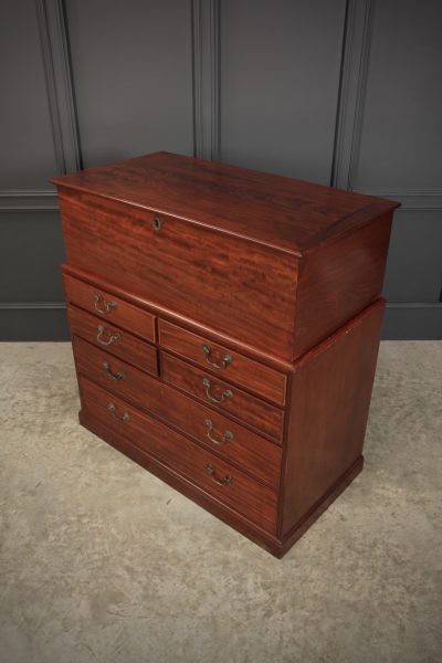 Rare Georgian Mahogany Blanket Box On Chest - Image 11