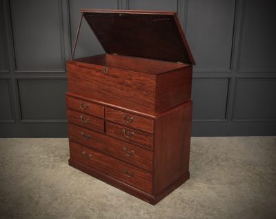 Rare Georgian Mahogany Blanket Box On Chest - Image 9