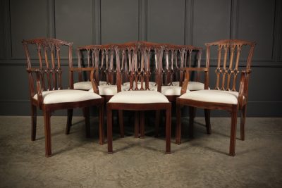 Set Of 8 Mahogany Chippendale Style Dining Chairs