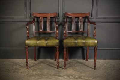 Pair Of George III Mahogany & Leather Chairs - Image 9