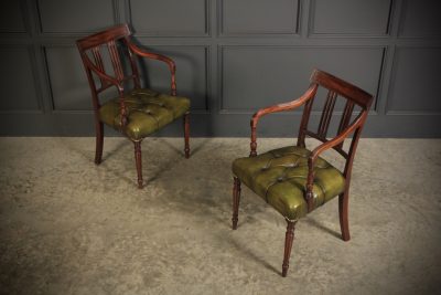 Pair Of George III Mahogany & Leather Chairs - Image 2