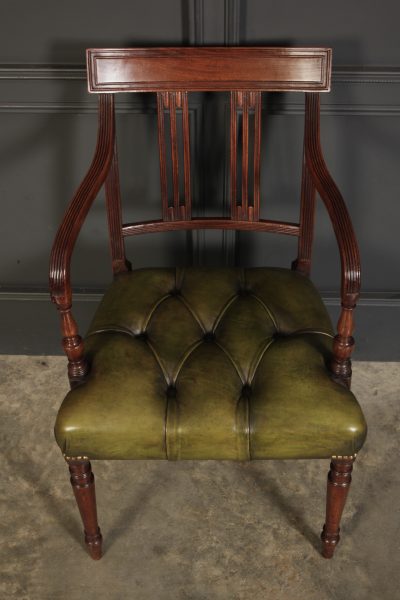 Pair Of George III Mahogany & Leather Chairs - Image 4
