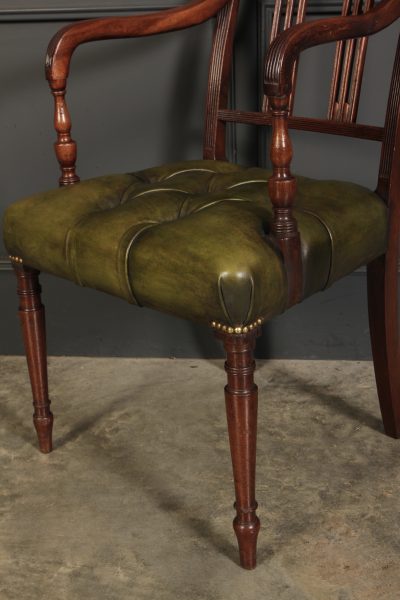 Pair Of George III Mahogany & Leather Chairs - Image 13