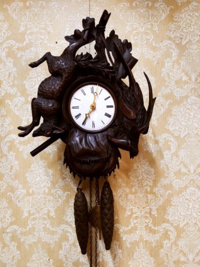 19th Century SCHWARZWALD Hunting Wall Clock - Image 2