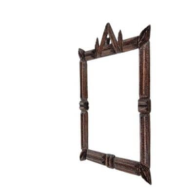 Antique Tramp Art Wooden Mirror - Image 2