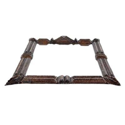 Antique Tramp Art Wooden Mirror - Image 4