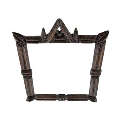 Antique Tramp Art Wooden Mirror - Image 5