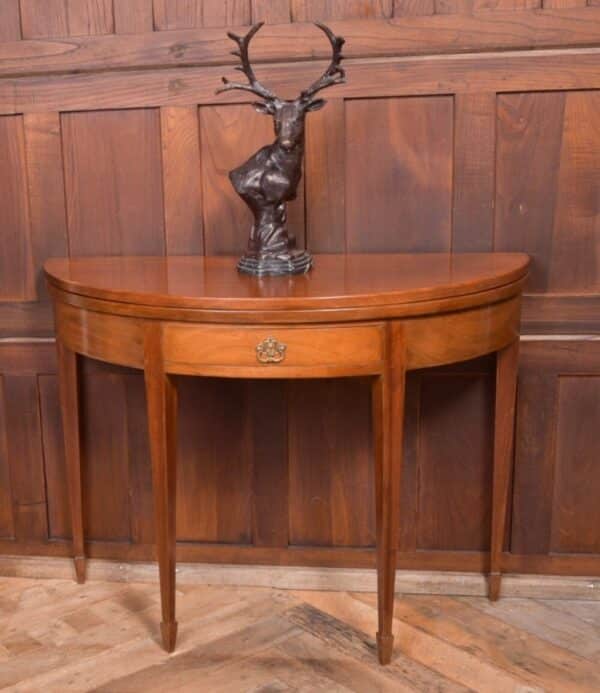 Edwardian Mahogany Fold Over Demi Lune Tea Table SAI2070