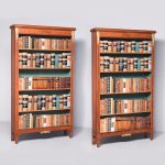 Rare Pair of French Inlaid Mahogany Tall Open Bookcases Antique Bookcases