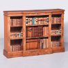 Victorian-Style Neat-Sized Figured-Walnut Breakfront Open Bookcase