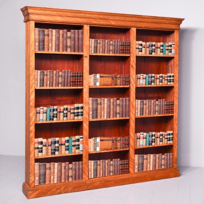 Fine Victorian Figured Satin Birch Tall Open Bookcase