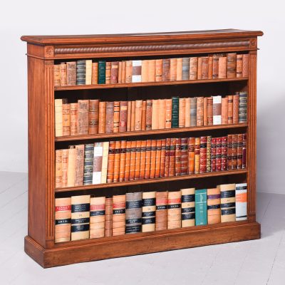 Late Victorian Walnut Open Bookcase with Adjustable Shelves