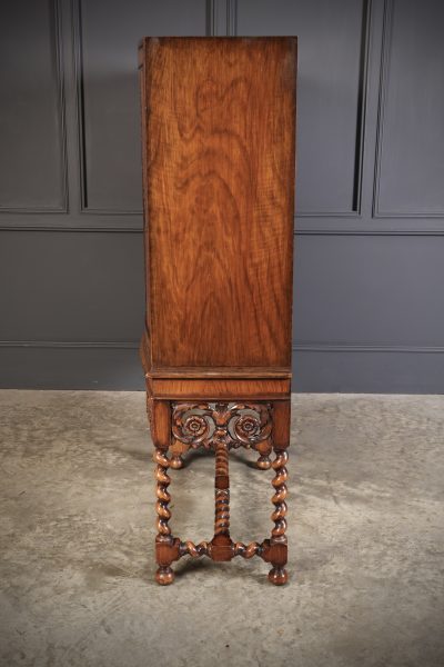 Double Bow Front Burr Walnut Cocktail Cabinet - Image 13