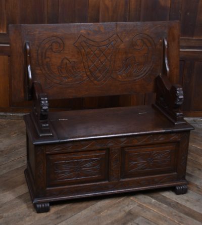 Edwardian Monk's Bench/ Hall Seat/ Settle SAI3570 - Image 2