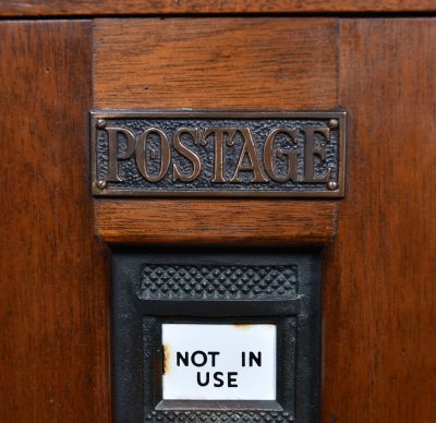 Vintage Mahogany Post Box And Stamp Vending Machine SAI3584 - Image 7